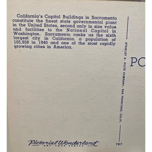 Postcard Sacramento CA Air View State Capitol Group Business District Vintage - Picture 2 of 3